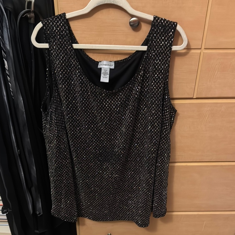 Catherines Black and Silver Sequin Tank Top